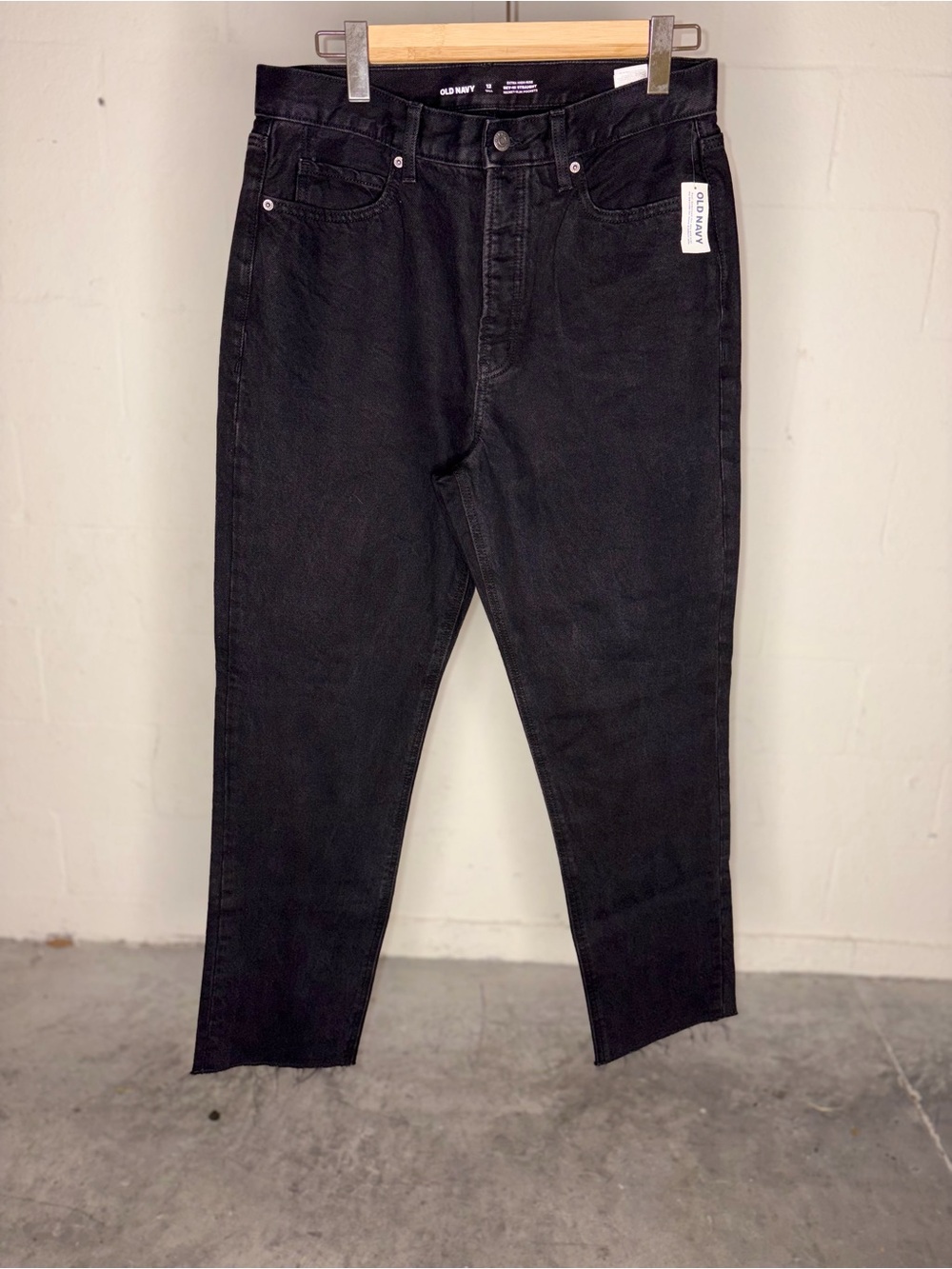 Old Navy the Sky-Hi Straight Black Jea High Rise Secret Slim Pockets 12 Tall Blk